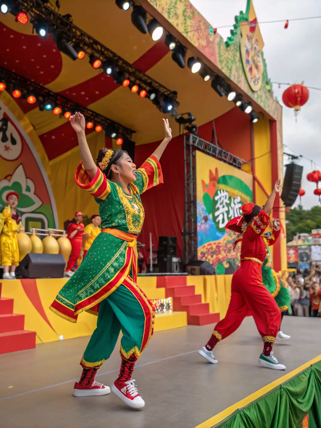 A vibrant photograph capturing the energy of a recent AOE sociocultural event, showcasing diverse participants engaging in cultural activities and performances.