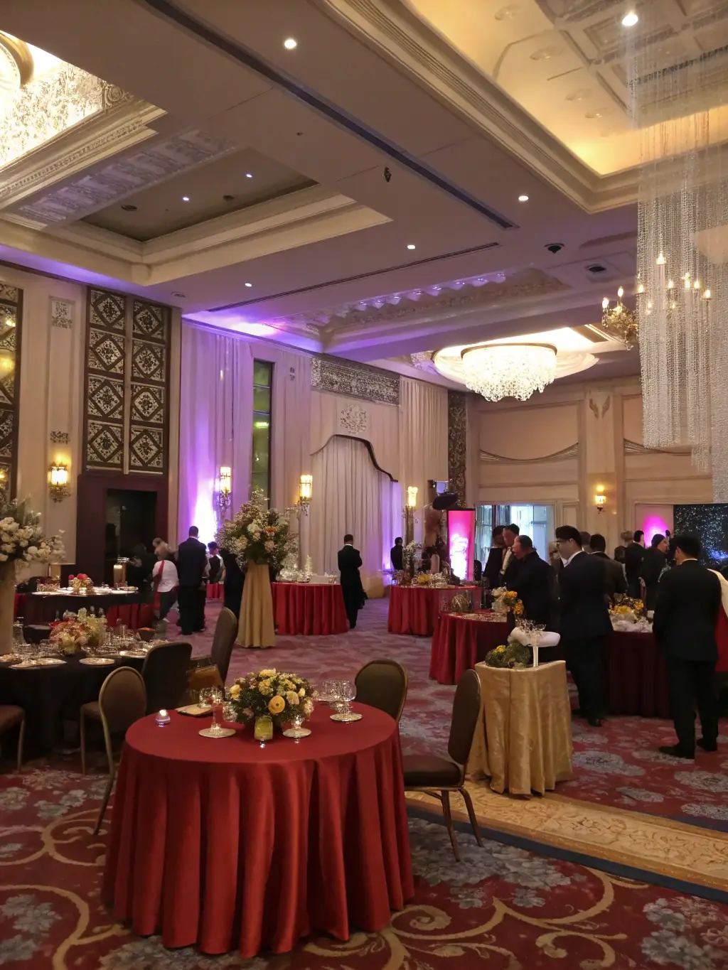 A dynamic shot of a well-managed corporate event by AOE, highlighting professional setup, engaged attendees, and successful networking opportunities.